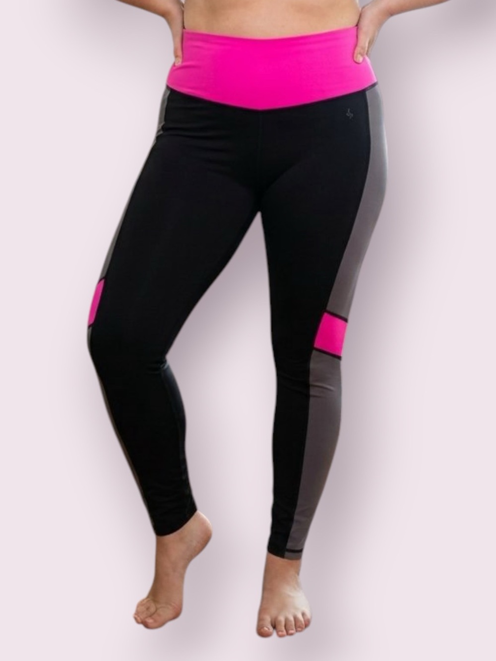 Torrid Active Colorblock Leggings Black Gray Hot Pink Size 12/Large